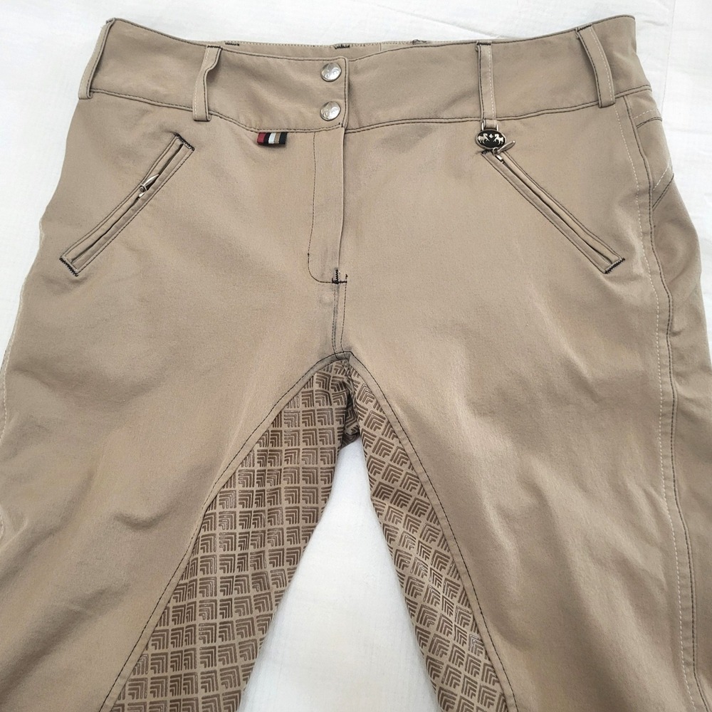 Equine Couture Beatta Tan Beige Full Seat Silicone Grip Britches Riding Pants 30 - Picture 5 of 11